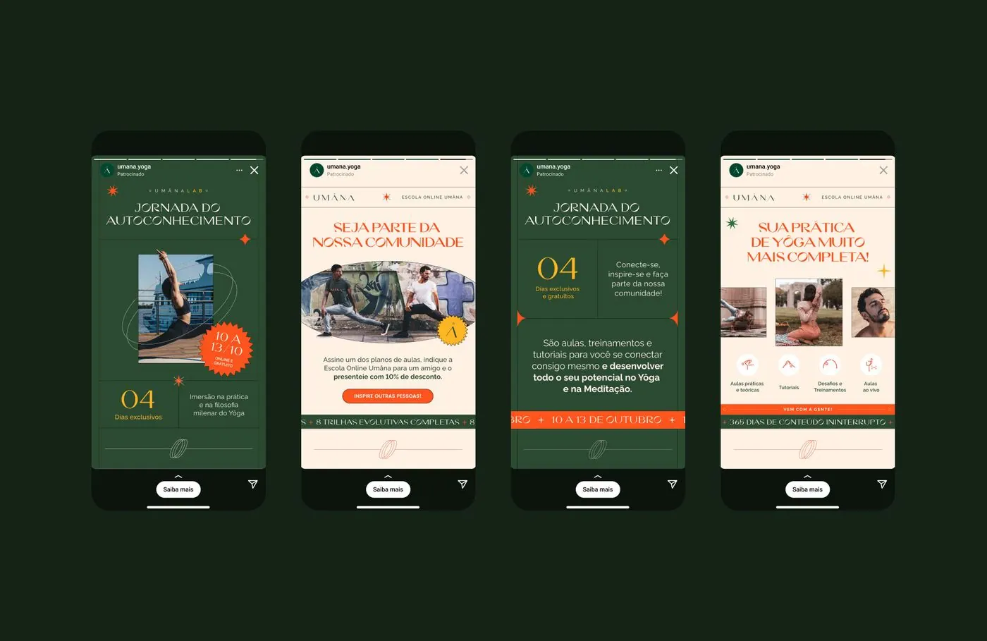 Umana Yoga mobile campaign screens